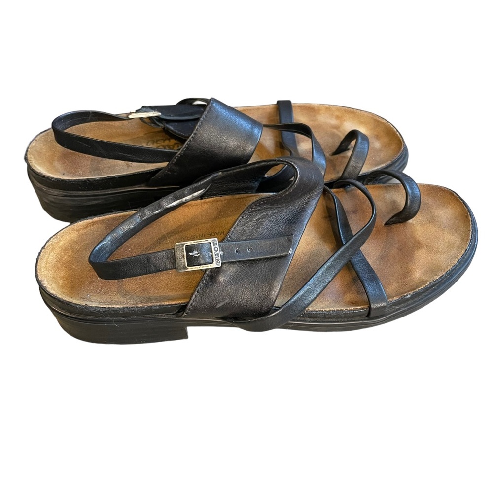 Naot Sandals Women Size 38 US 7 Black Leather Strappy Comfort Sandals - Picture 4 of 7